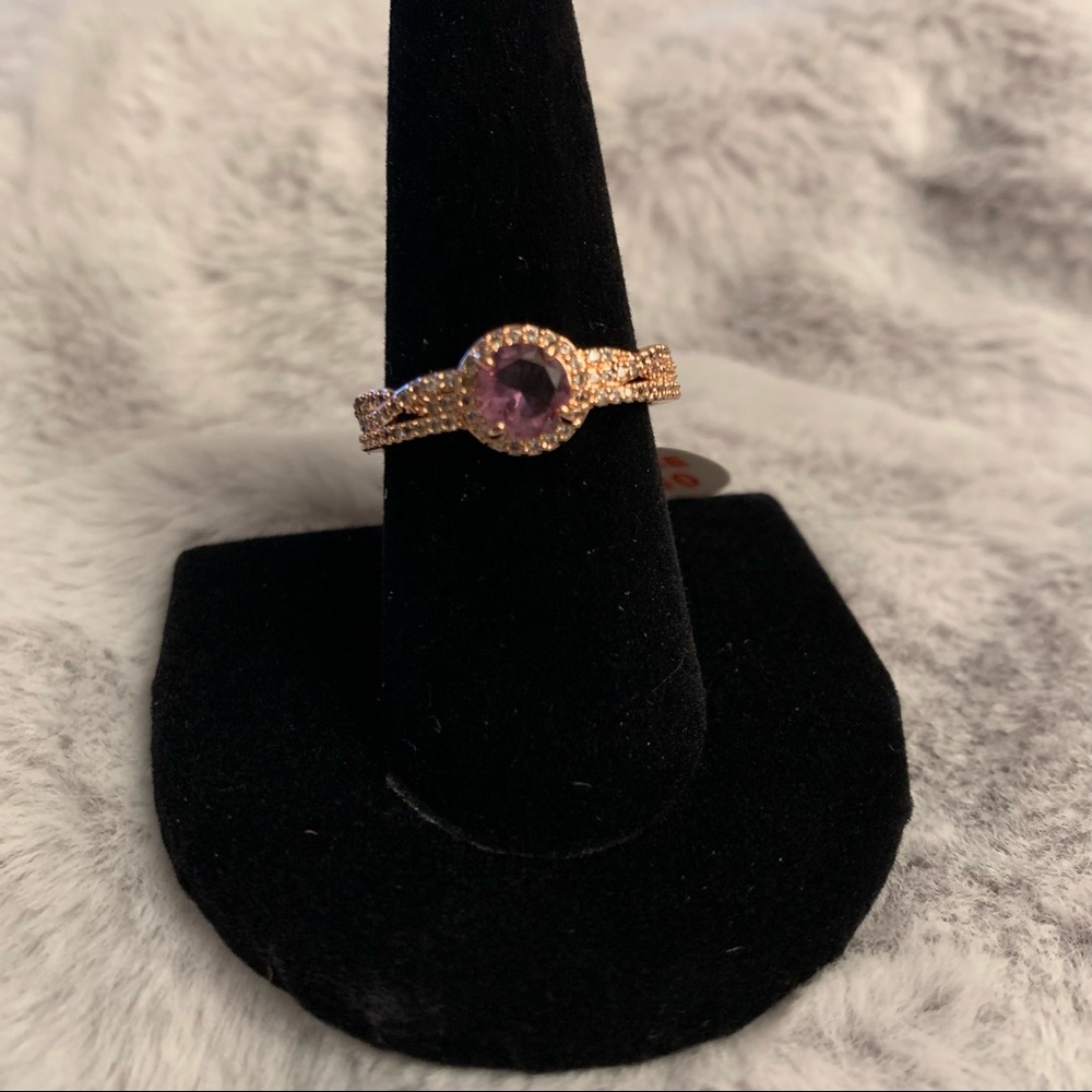 Amethyst and Rose Gold ring . Size 10